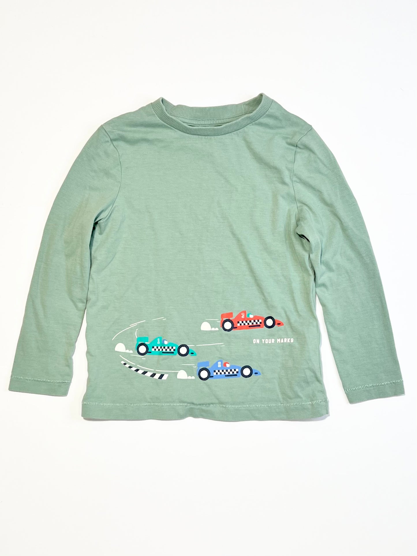 Green race cars top - Size 3-4
