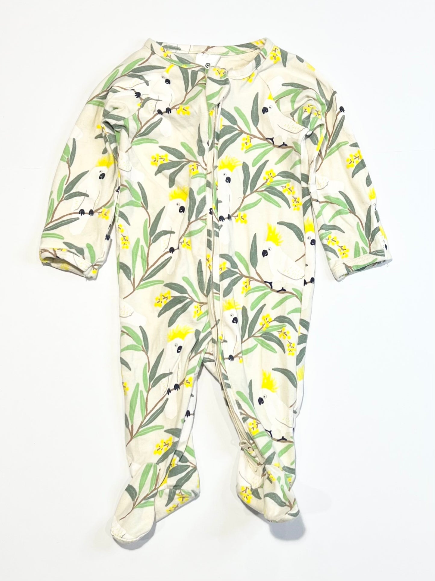 Cockatoos zip onesie - Size 000