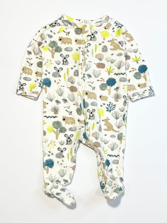 Aussie animals zip onesie - Size 000