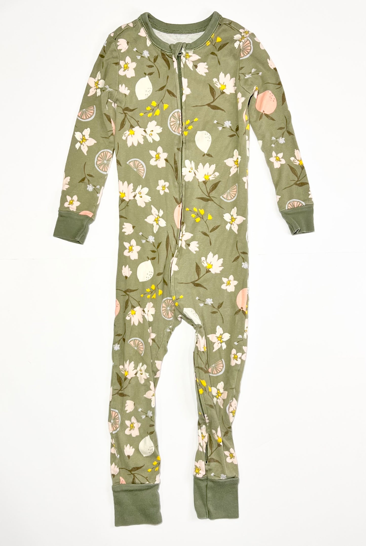 Ribbed floral zip onesie - Size 4