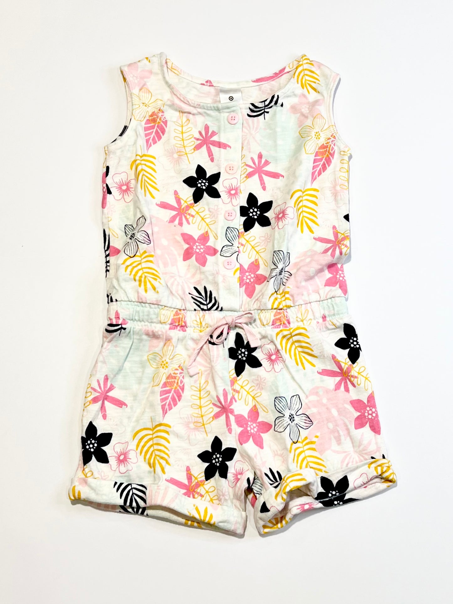 Floral jersey playsuit - Size 4