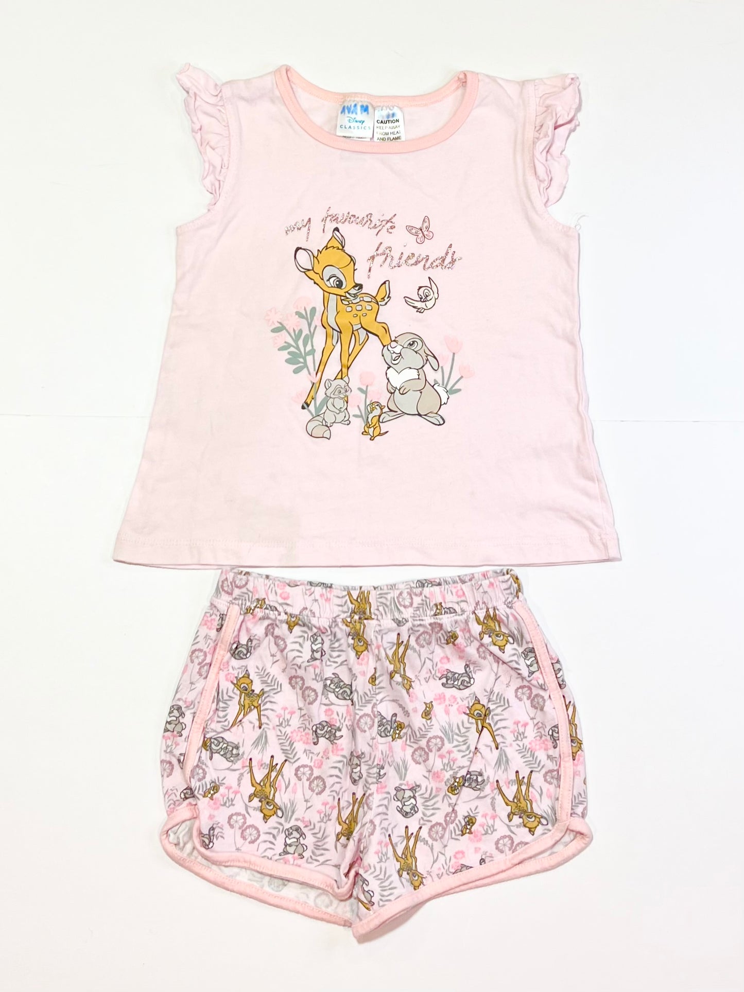 Pink Bambi pyjamas - Size 4