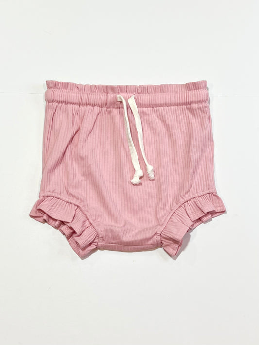 Pink ribbed jersey shorts - Size 4