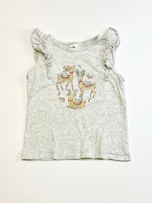 Reindeer ruffle tank - Size 4