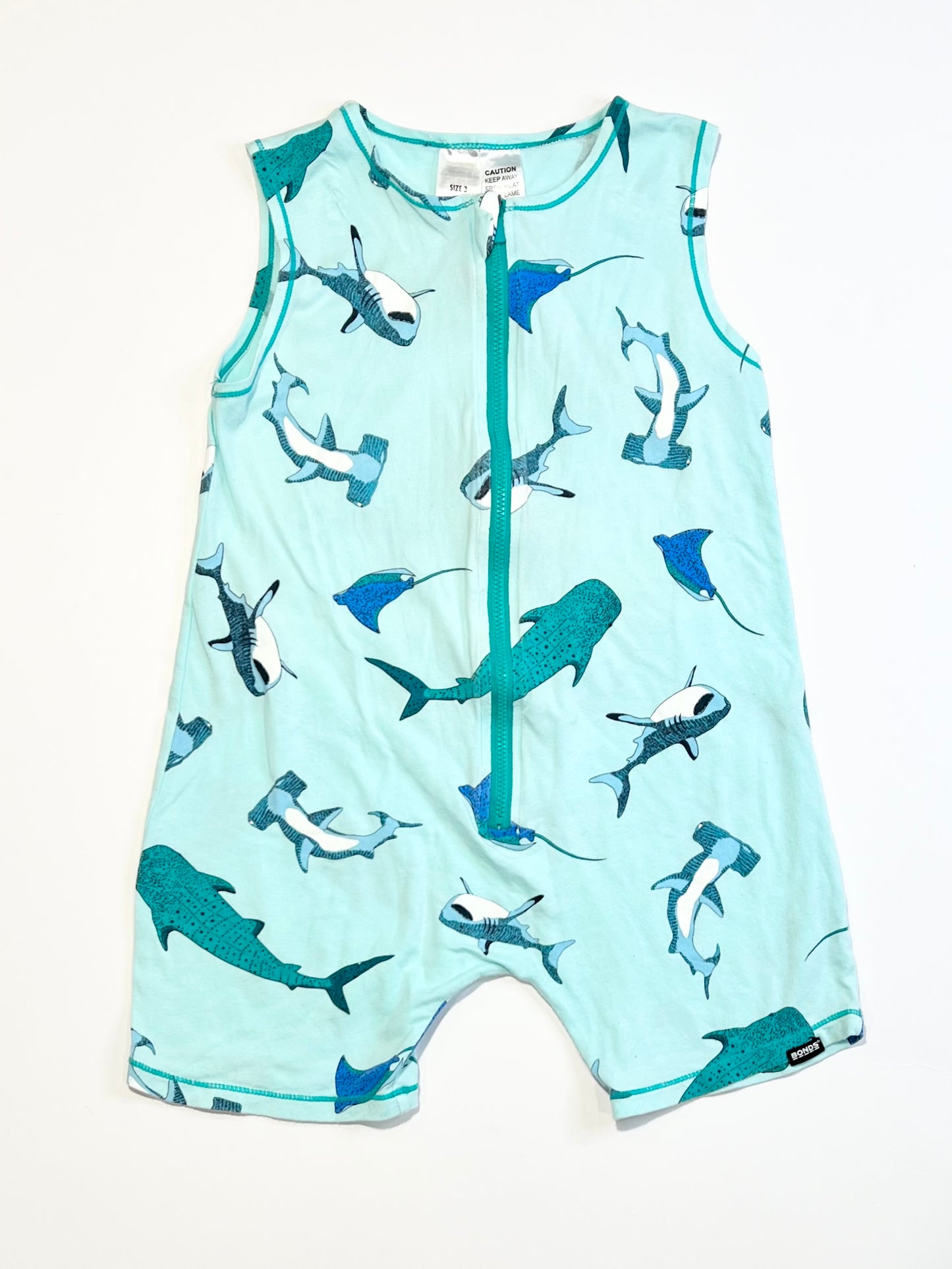 Sharks zip romper - Size 3