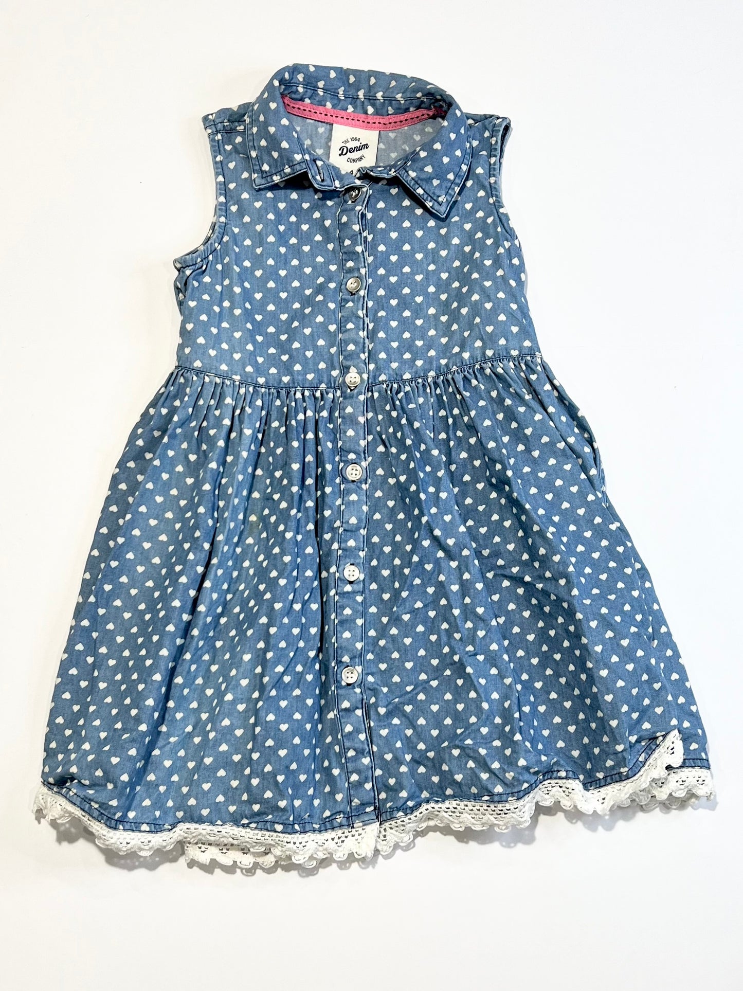 Chambray hearts dress - Size 4