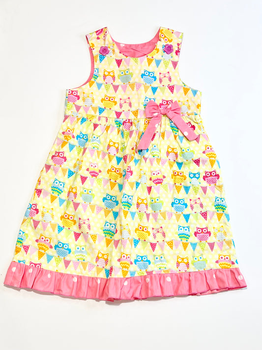 Yellow owls dress - Size 3-4