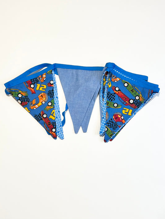 Blue racecar bunting
