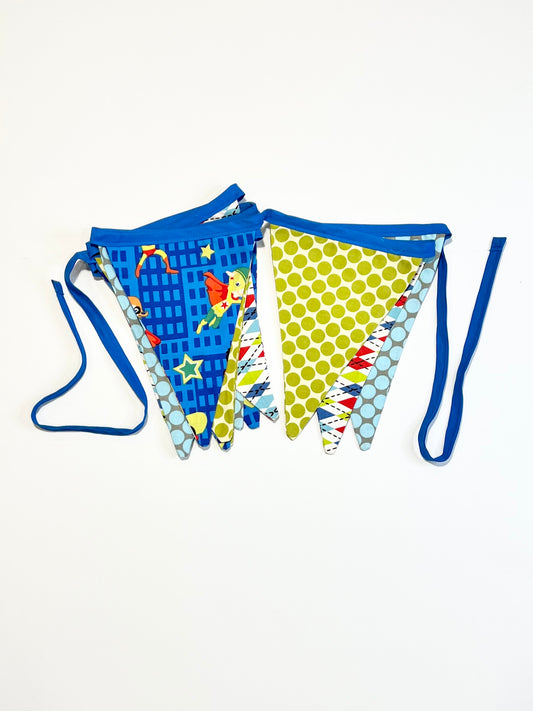 Blue superhero bunting