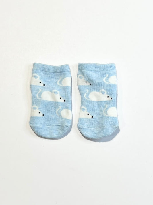Blue mouse socks - Size 0-3 months