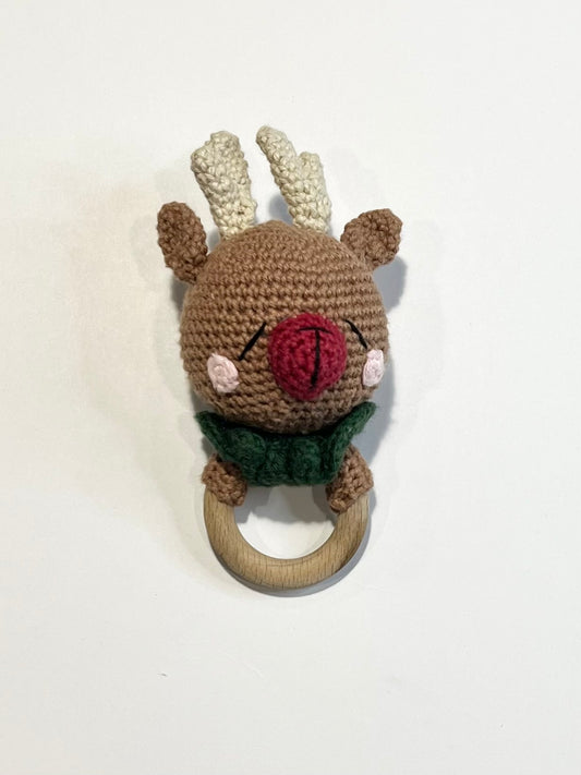 Crochet reindeer rattle