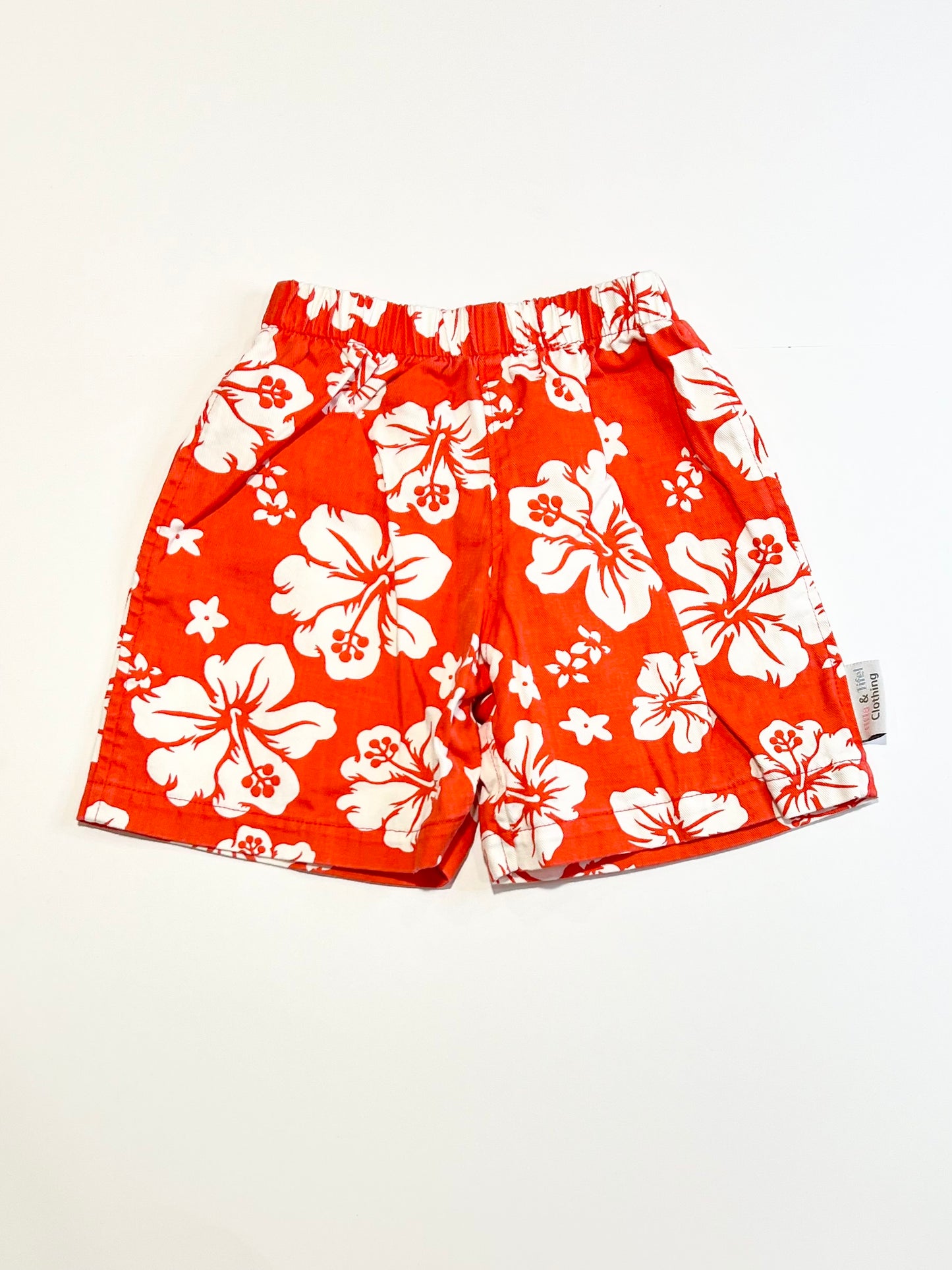Red hibiscus shorts - Size 2