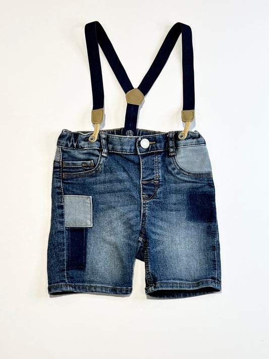 Denim suspender shorts - Size 2