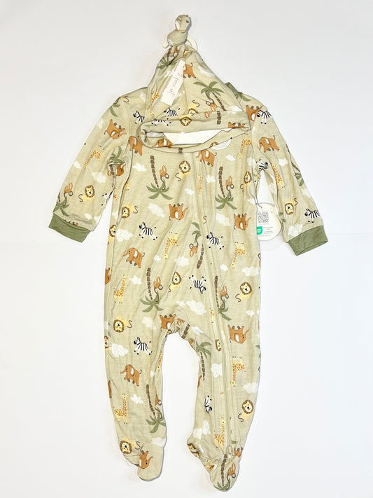 Bamboo onesie with beanie brand new - Size 6-9 months