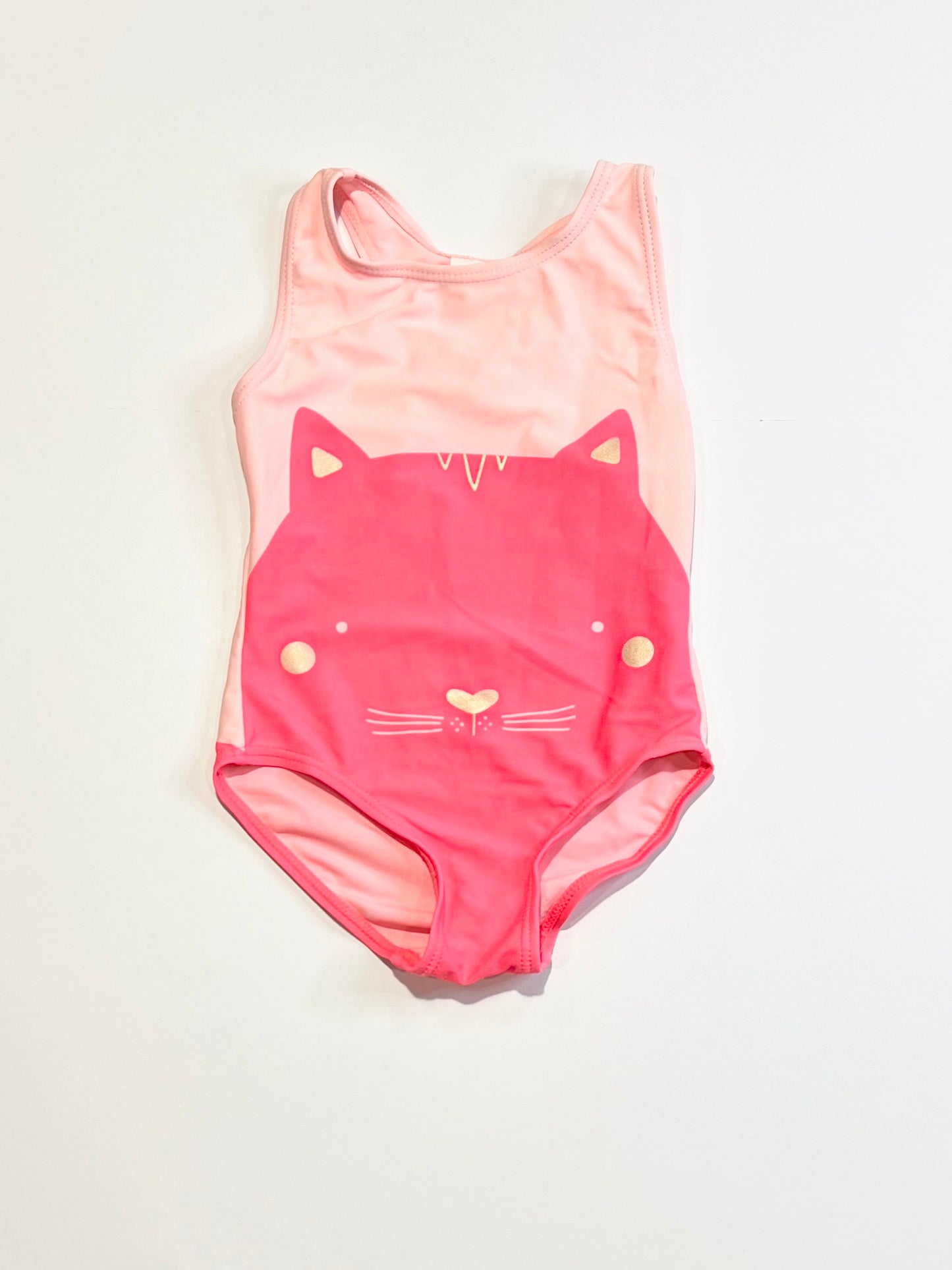 Pink cat swim one piece - Size 2