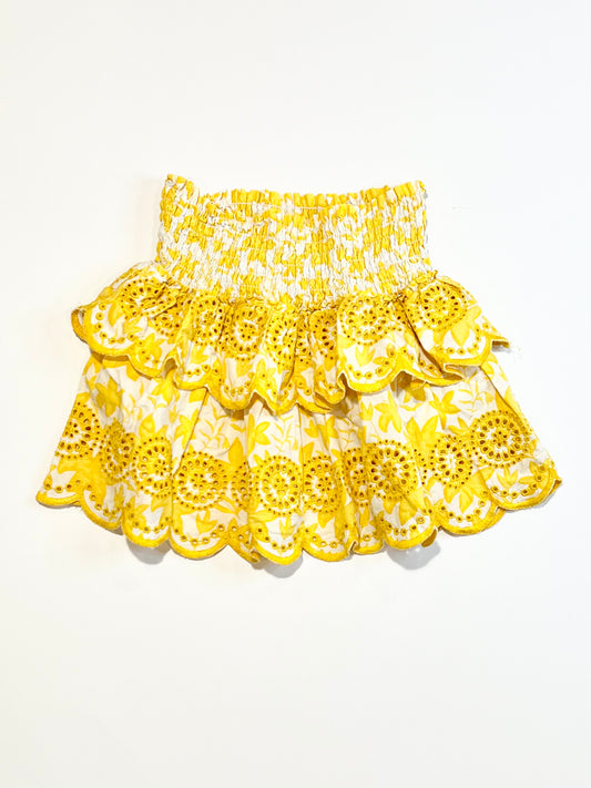 Yellow cutwork skirt - Size 2