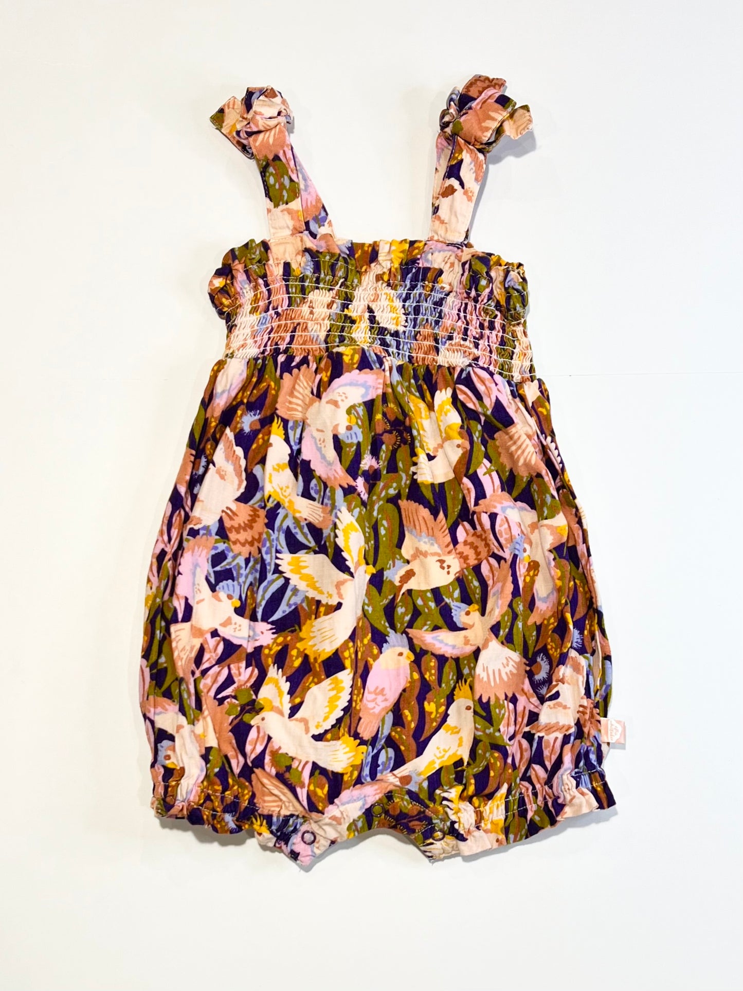 Woven birds romper - Size 2