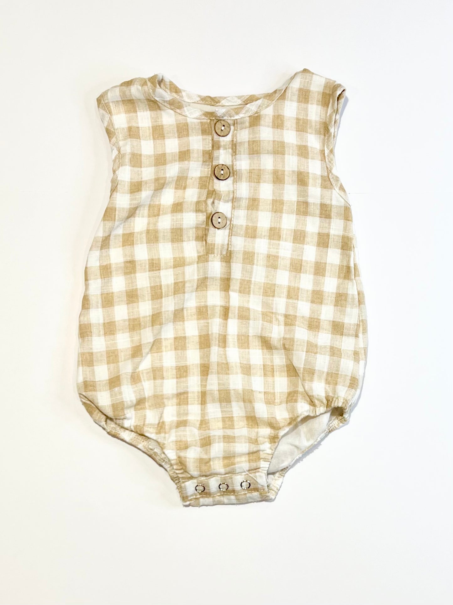 Linen gingham romper - Size 2