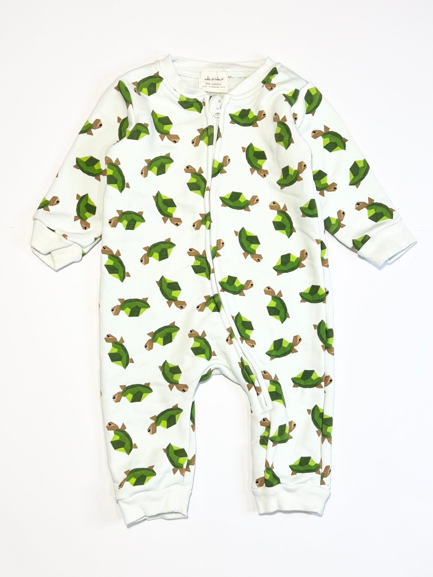 Green turtles zip onesie - Size 4-6 months