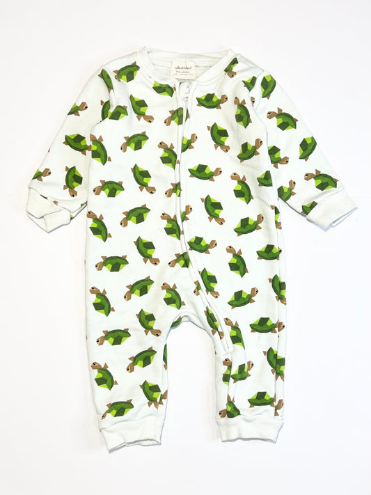 Green turtles zip onesie - Size 4-6 months