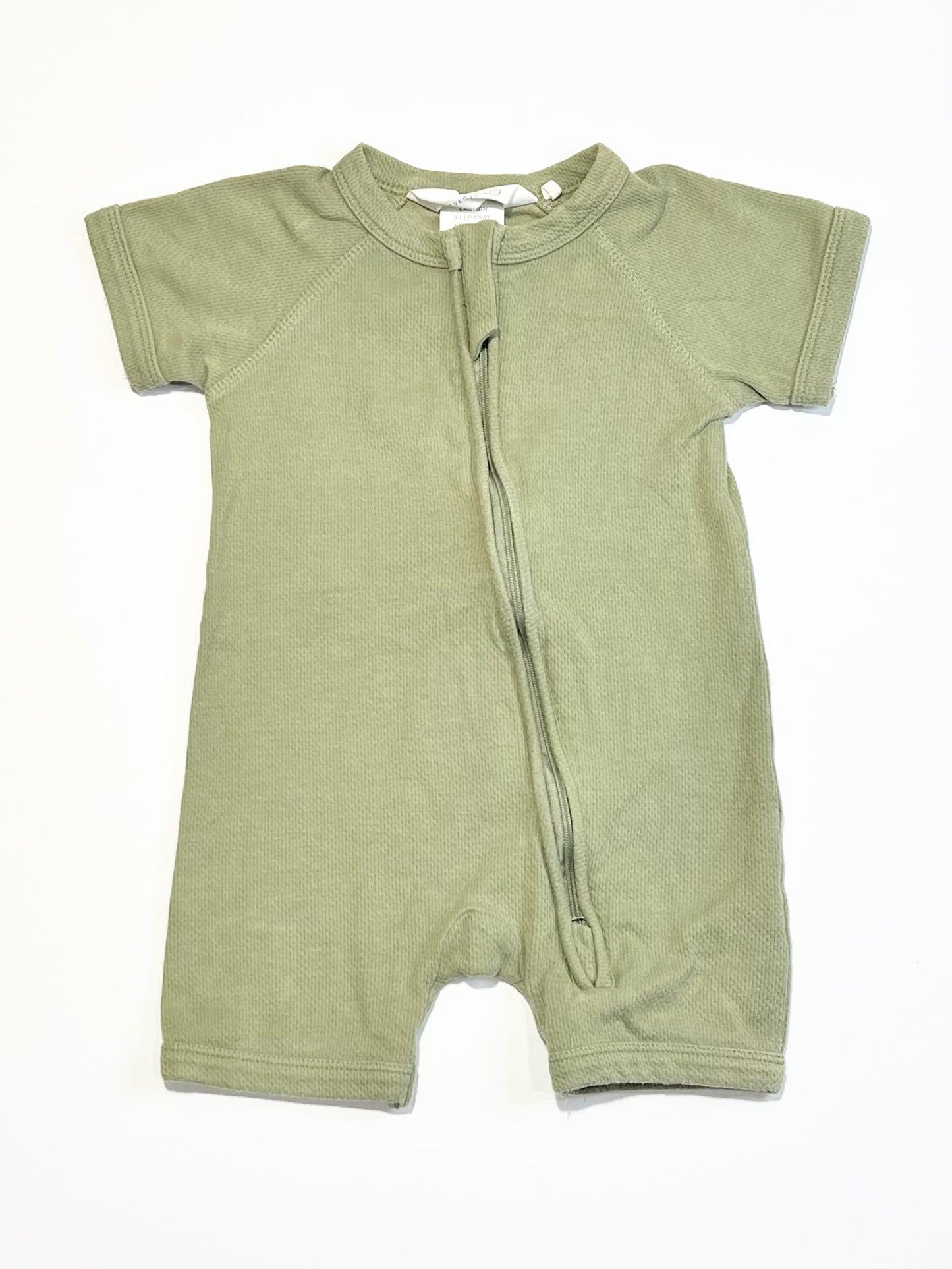 Green zip romper - Size 2