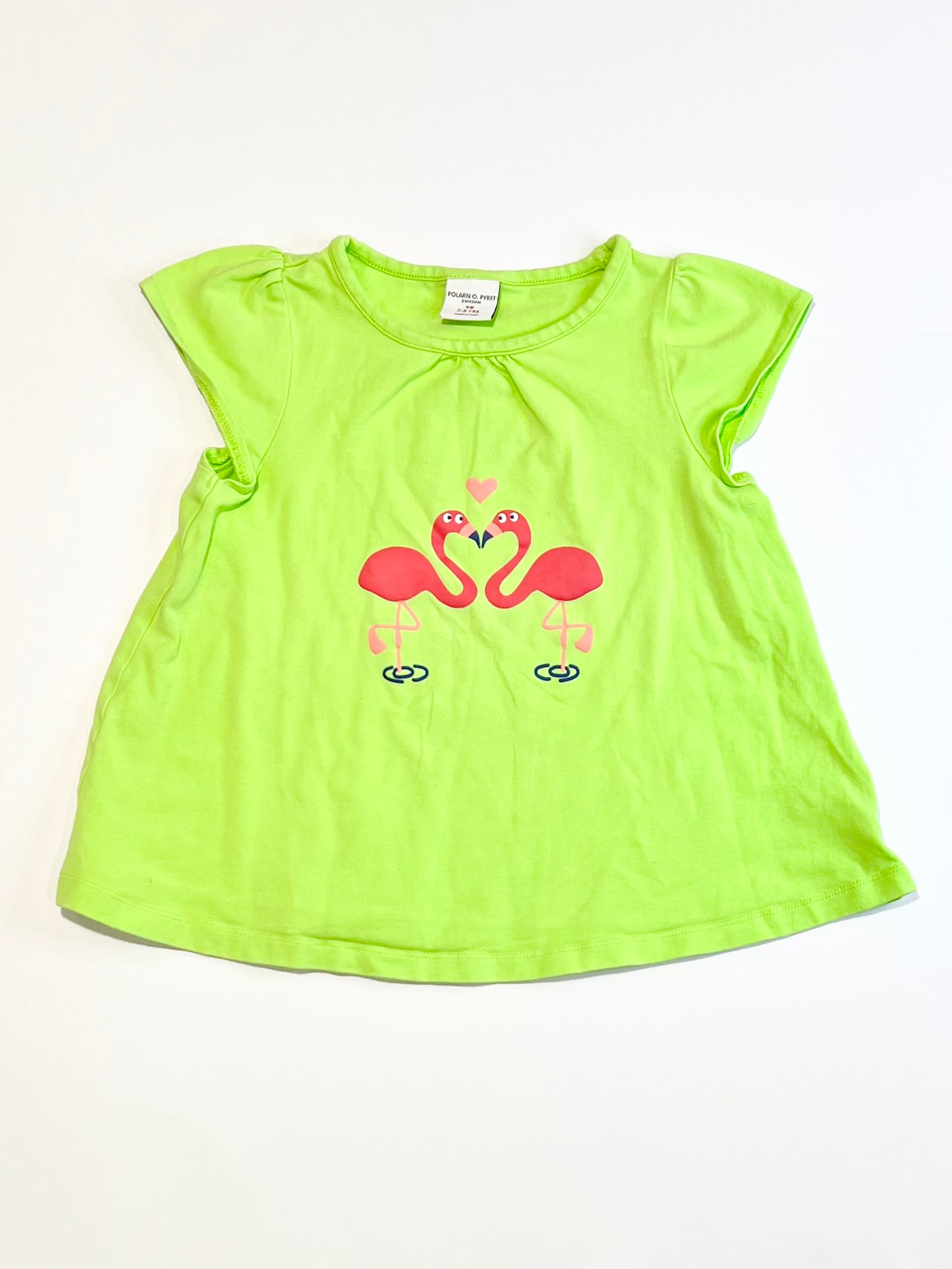 Green flamingoes tee - Size 2-3