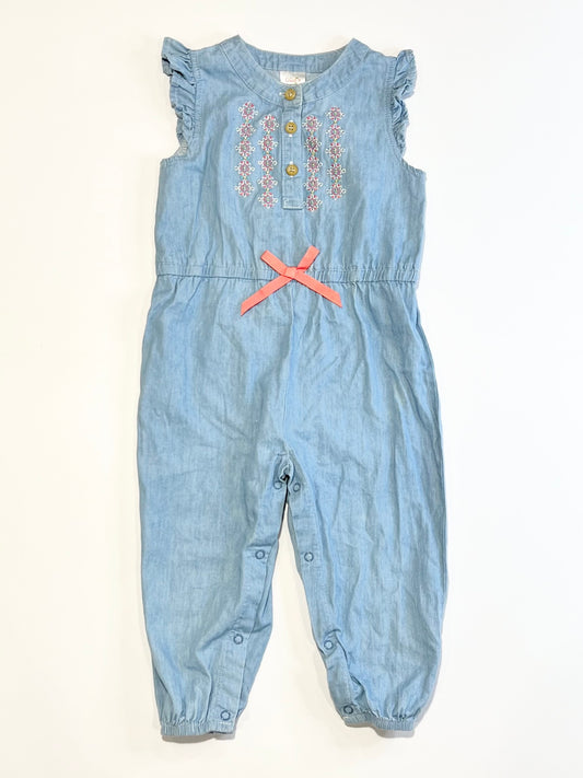 Embroidered chambray jumpsuit - Size 2