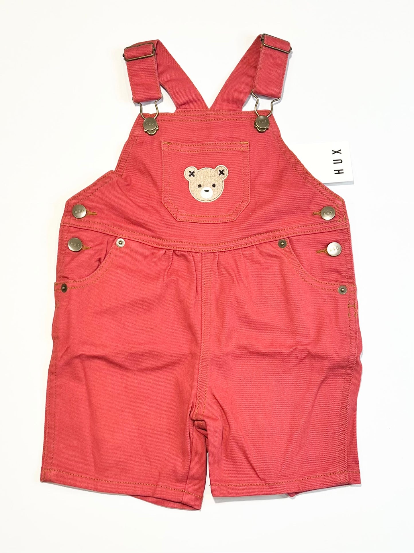 Red denim shortalls brand new - Size 2
