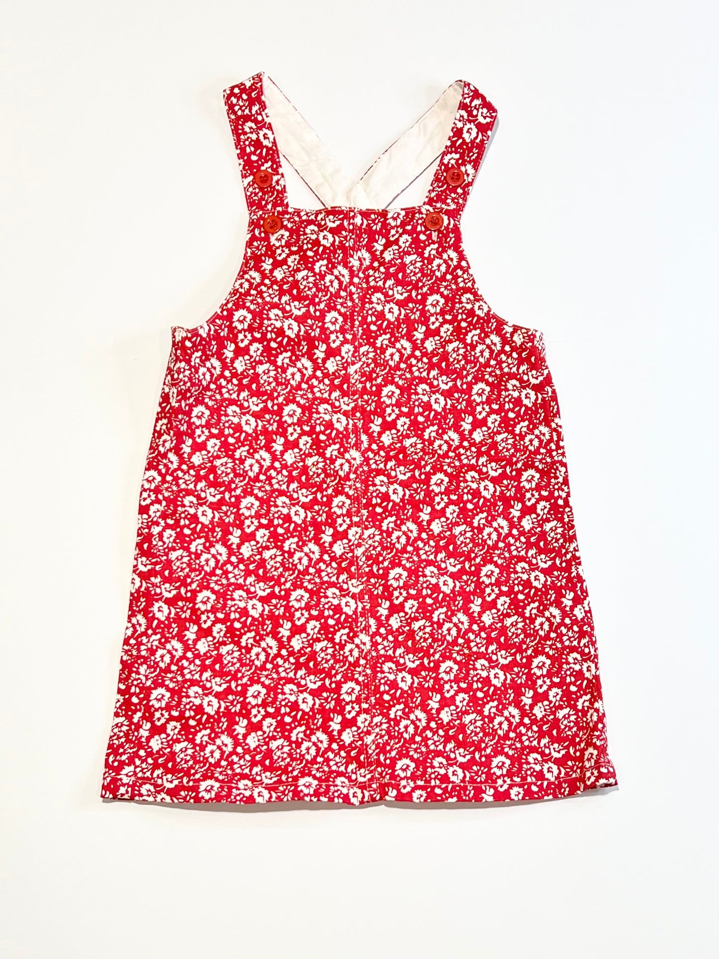 Red floral pinafore - Size 2