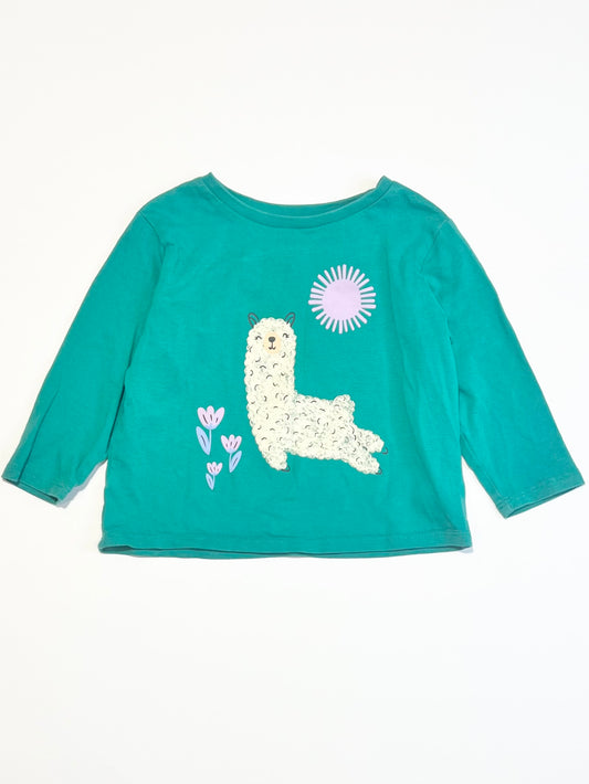 Green llama top - Size 1