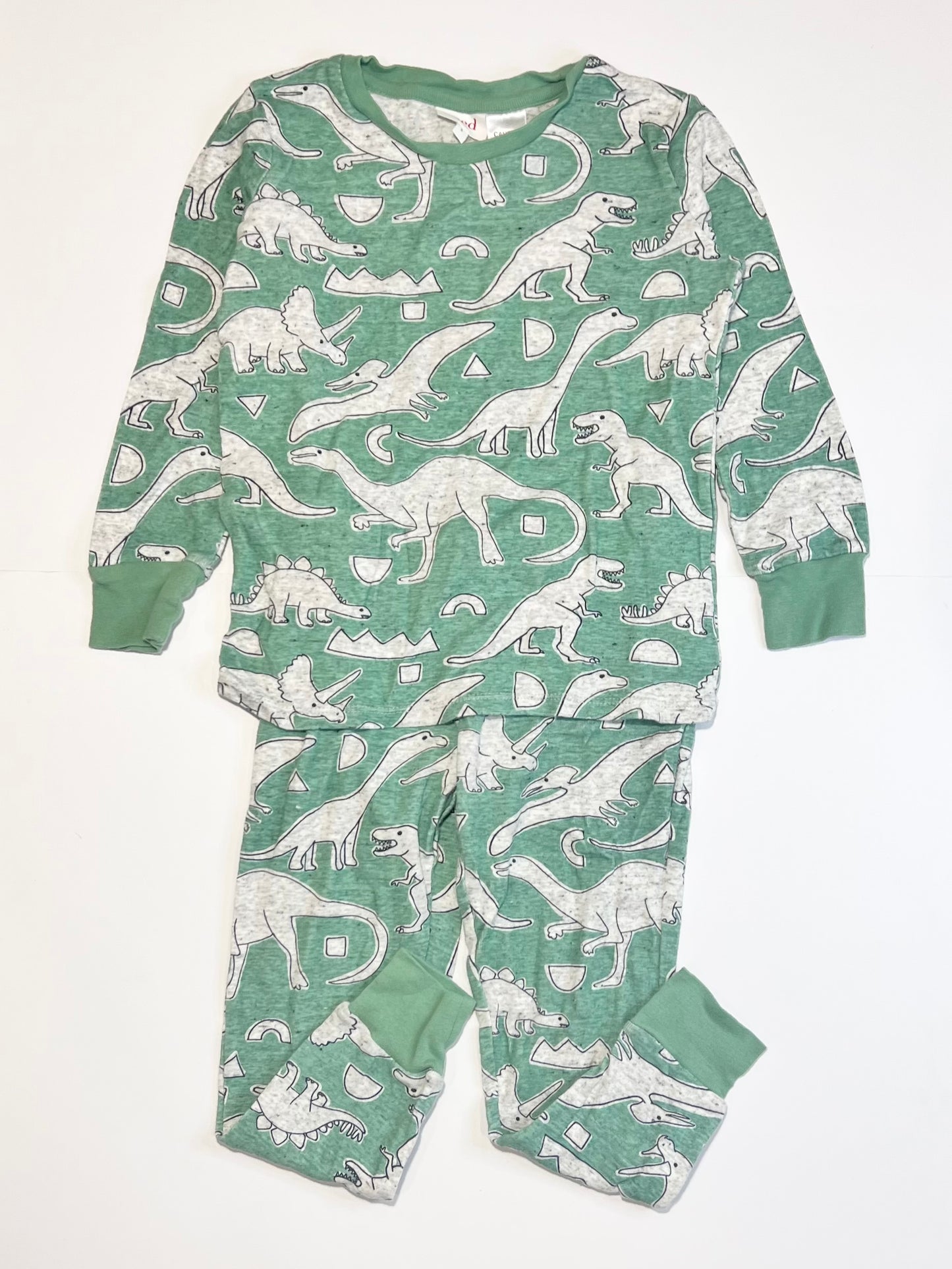 Ribbed dinosaurs pyjamas - Size 5