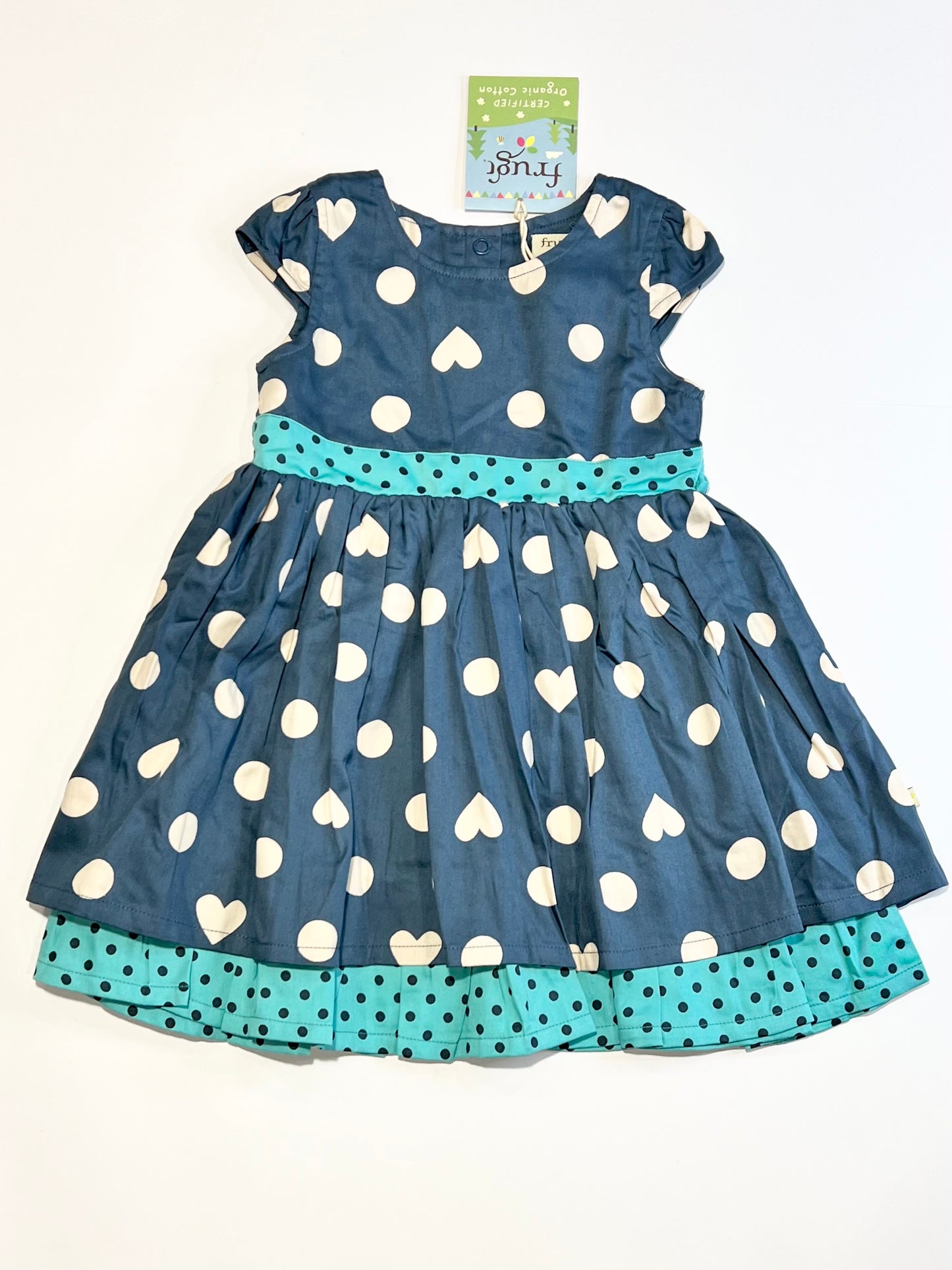 Blue spotty dress brand new - Size 2