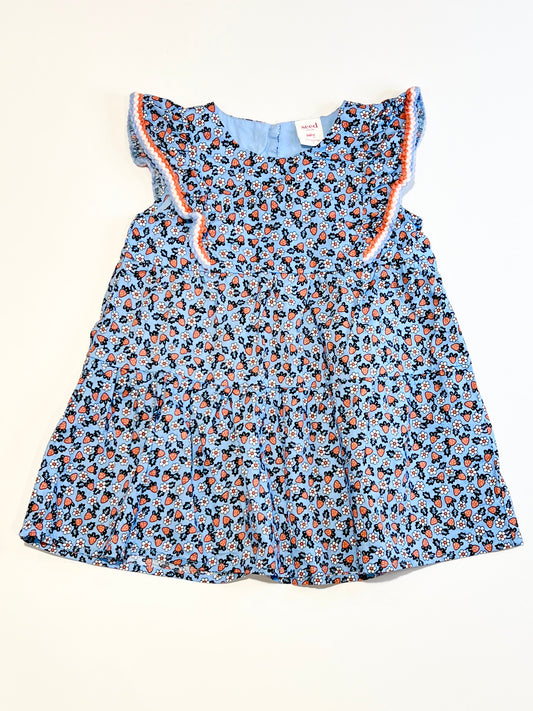 Blue strawberries dress - Size 2