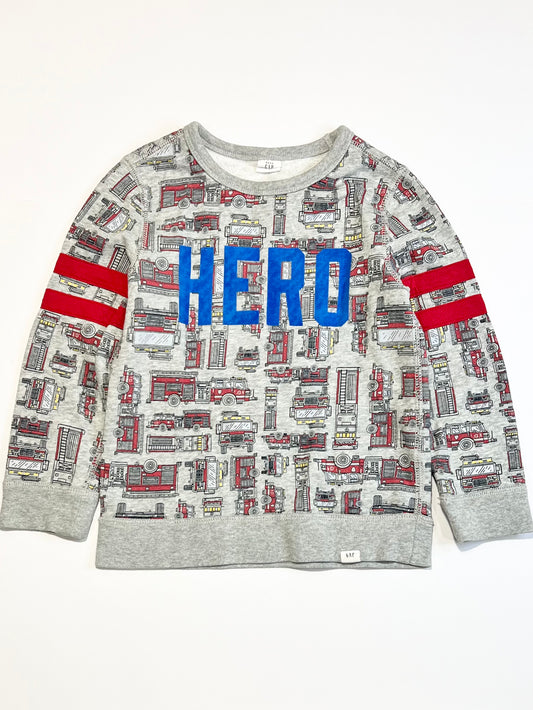 Grey fire truck sweater - Size 5