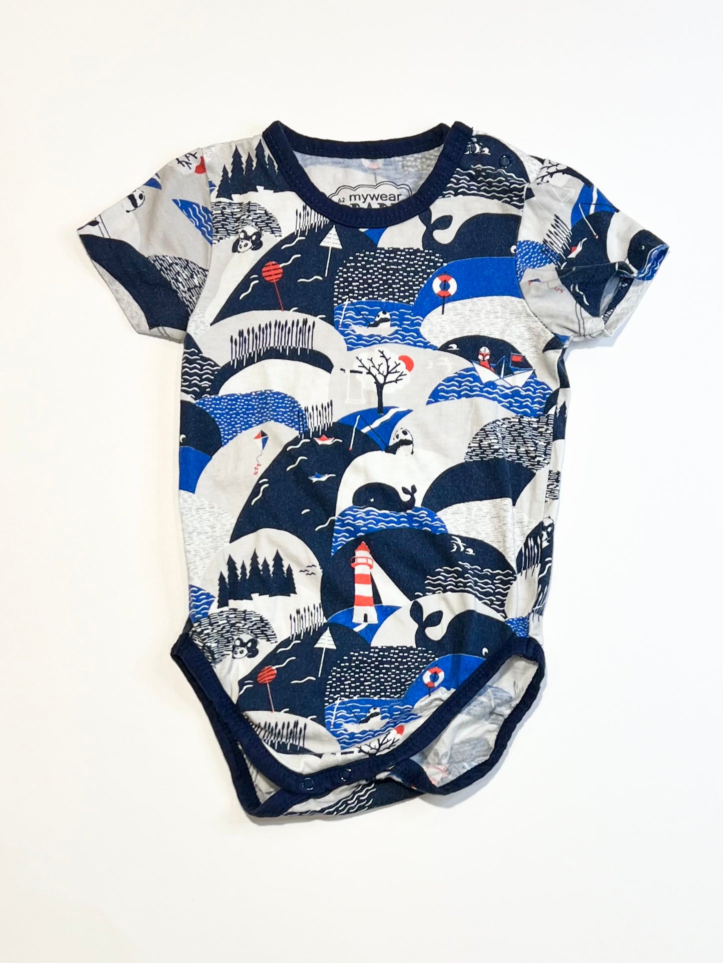 Navy whales bodysuit - Size 1