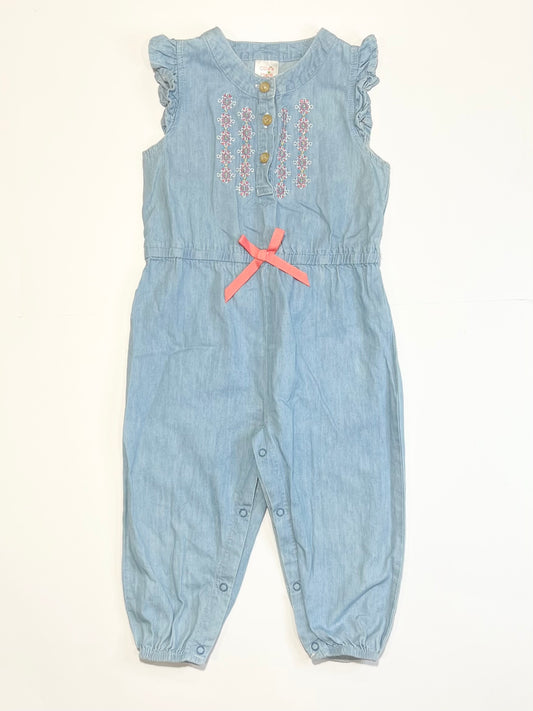 Chambray embroidered jumpsuit - Size 2