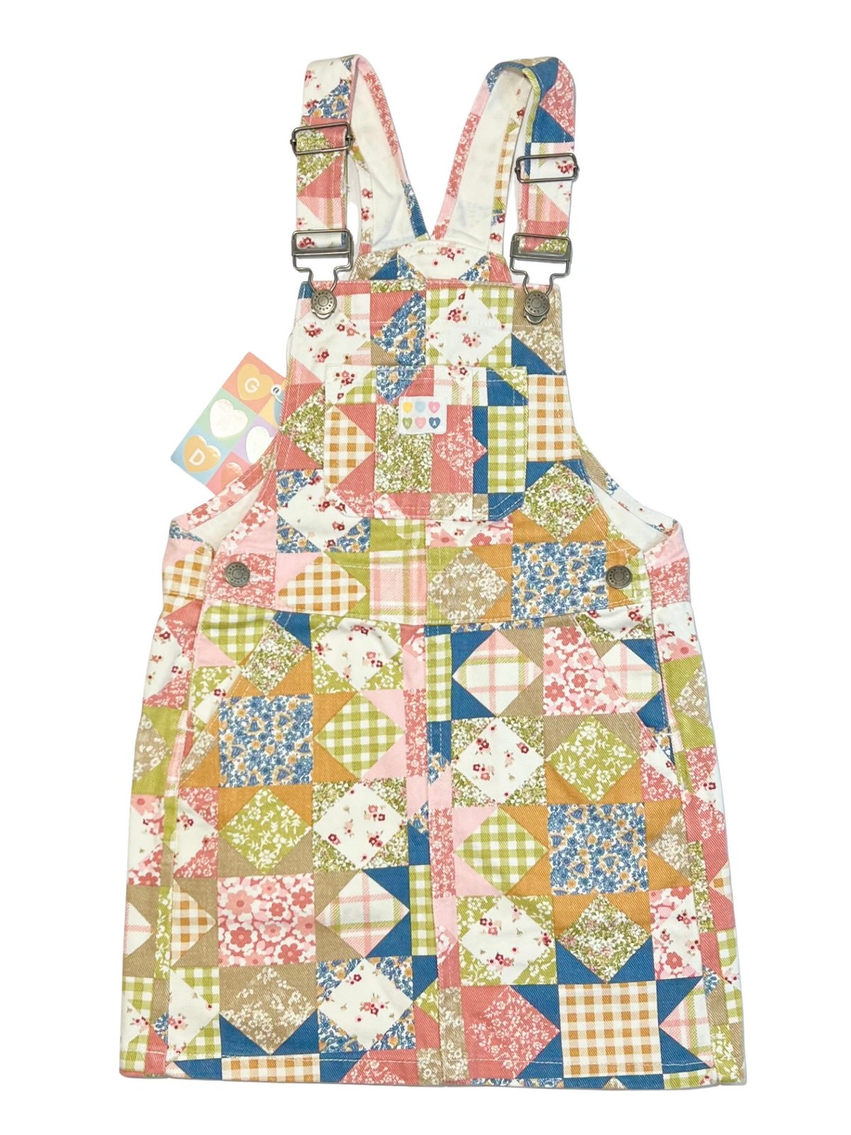 Denim patchwork pinafore brand new - Size 5-6