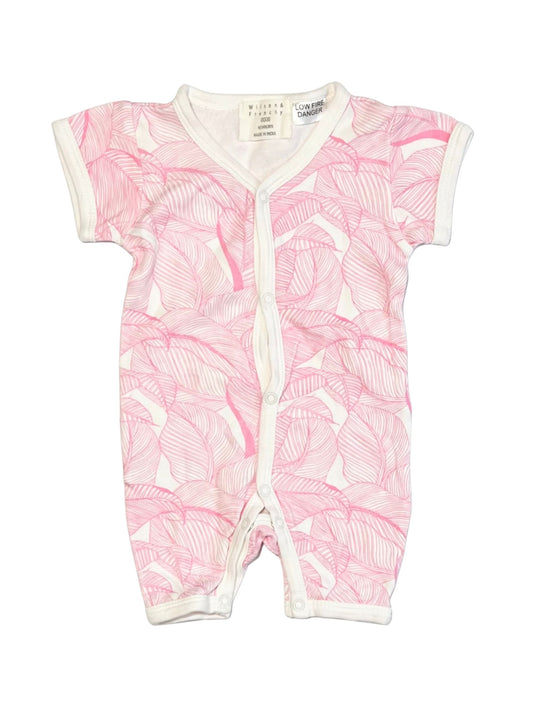 Pink leafy romper - Size 0000