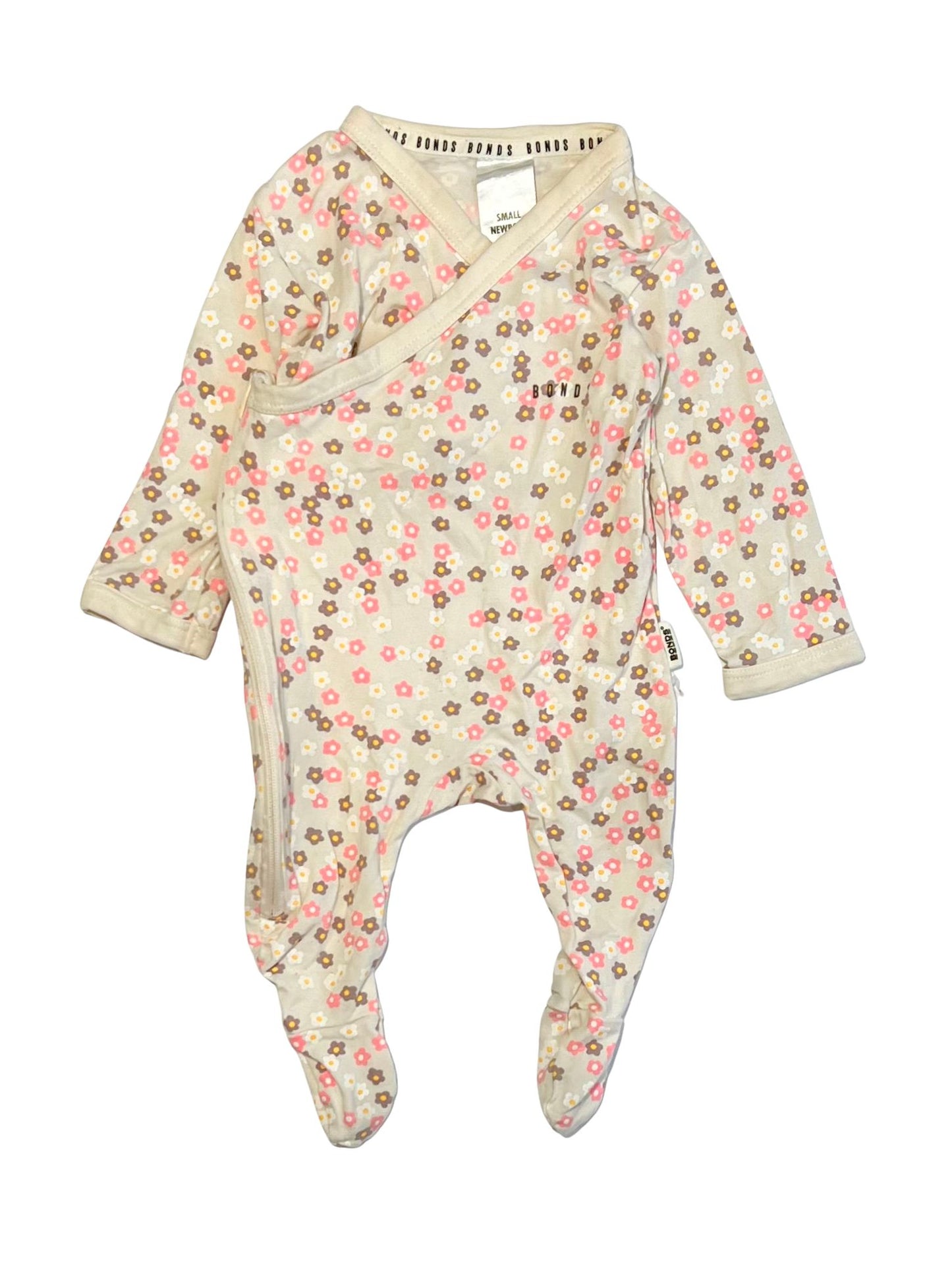 Bamboo floral zip onesie - Size 00000