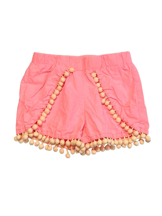 Neon pink pompom shorts - Size 4-5