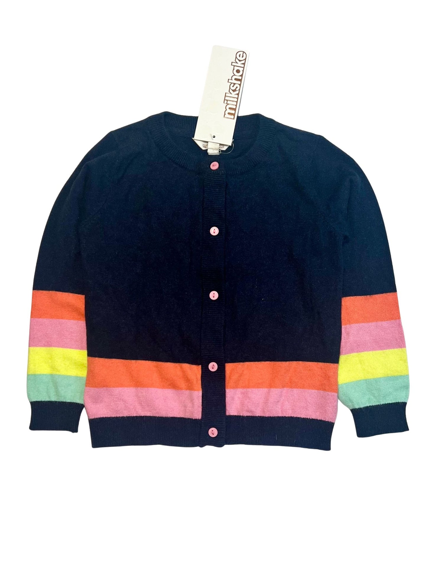 Navy rainbow cardigan brand new - Size 4