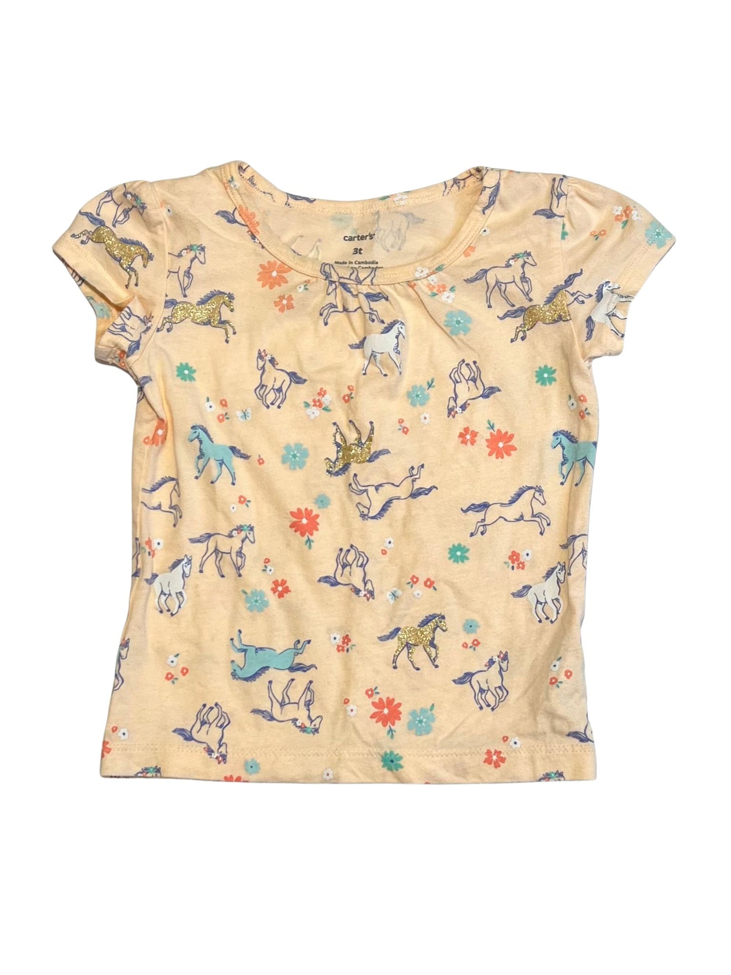 Peach horse tee - Size 3