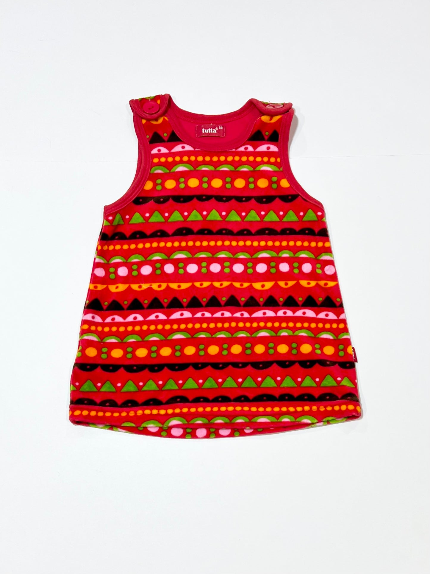 Red velour pinafore - Size 00