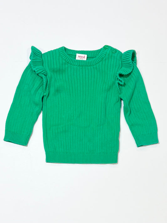 Green ribbed jumper - Size 00