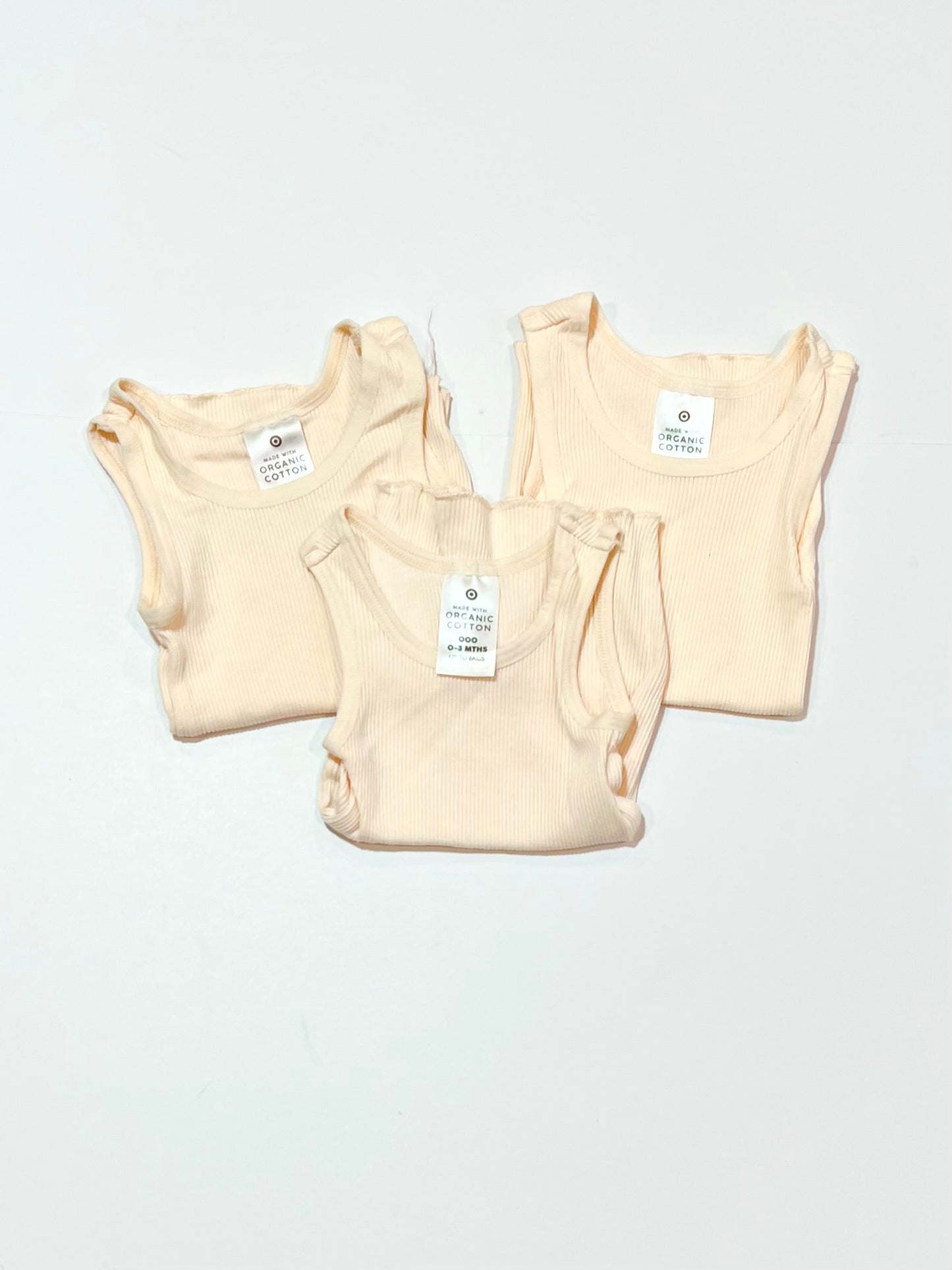 3 x ribbed singlet set - Size 000