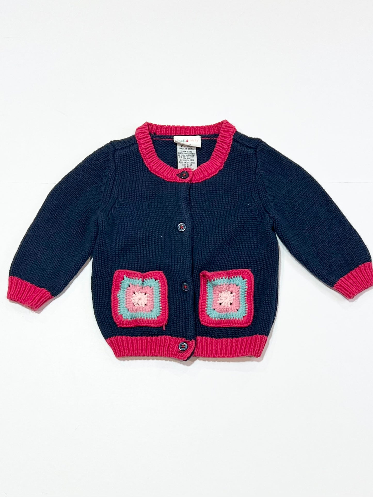 Navy crochet pocket cardigan - Size 000