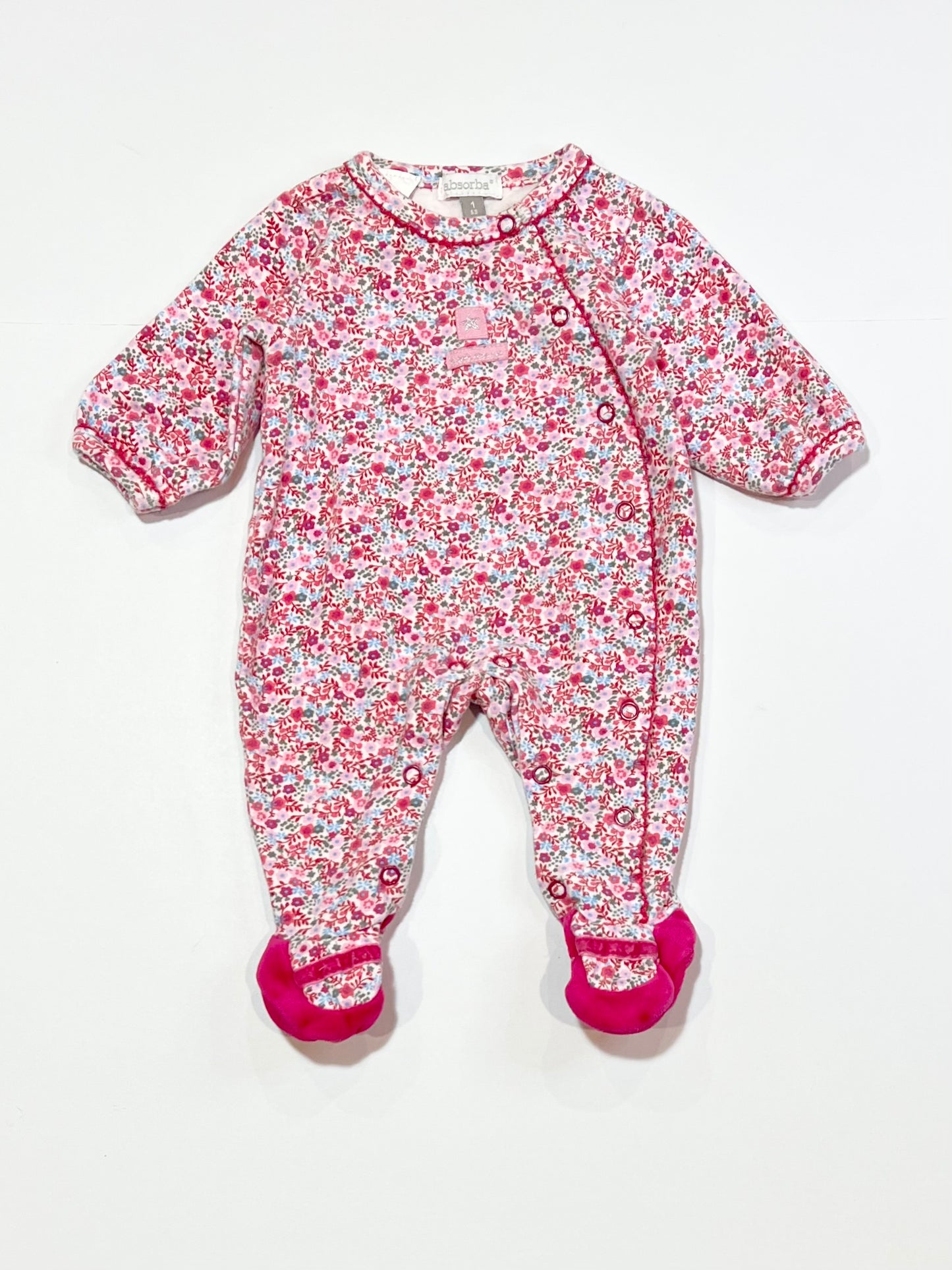 Pink floral onesie - Size 1 month