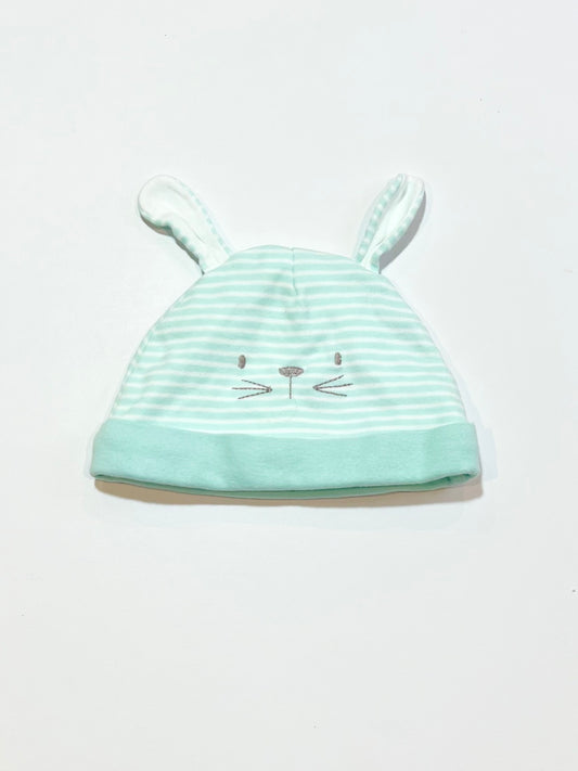 Green bunny beanie - Size 3-6 months