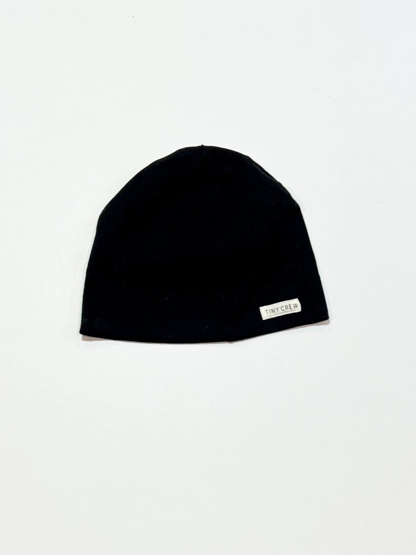 Black jersey beanie - Size 6-12 months