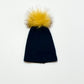 Navy pompom beanie - Size 3-6 months